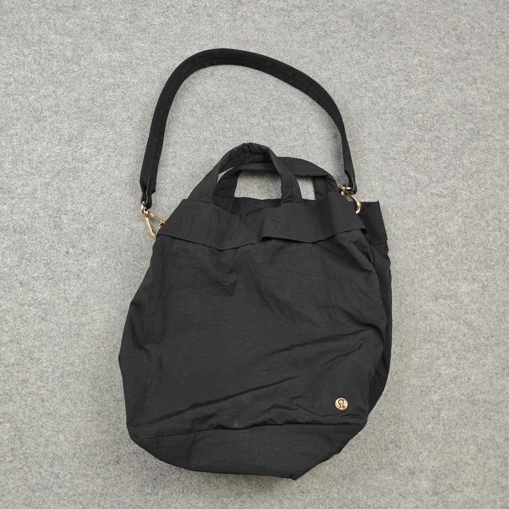 Lululemon Tote Bag Womens Large Black Nylon Crossbody Strap Casual Travel Gym